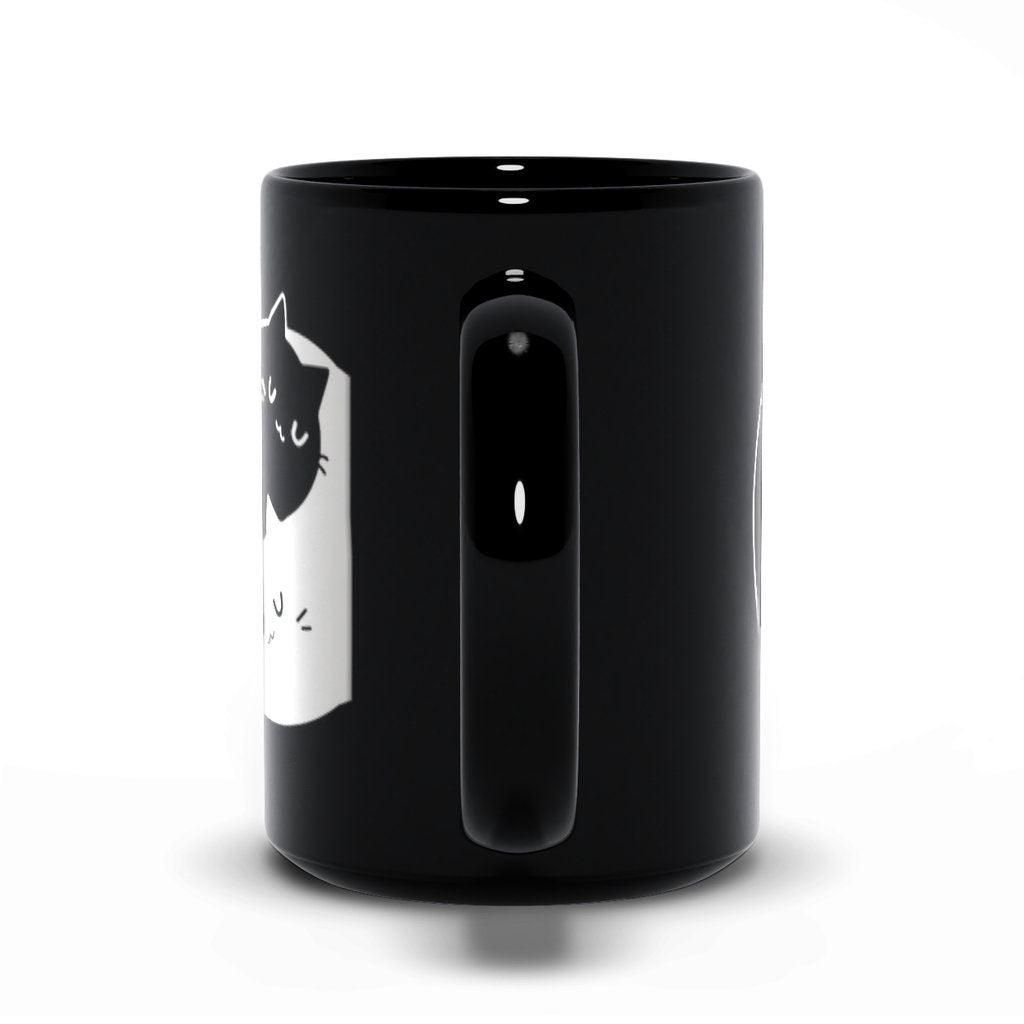 Yin Yang Black and white Cats Black Mugs  couple Gift Ideas, Yin Yang Bff, Bff Gift, Bff Couple Coffee, Crazy Cat Lovers Gift, Gift For Her - plusminusco.com