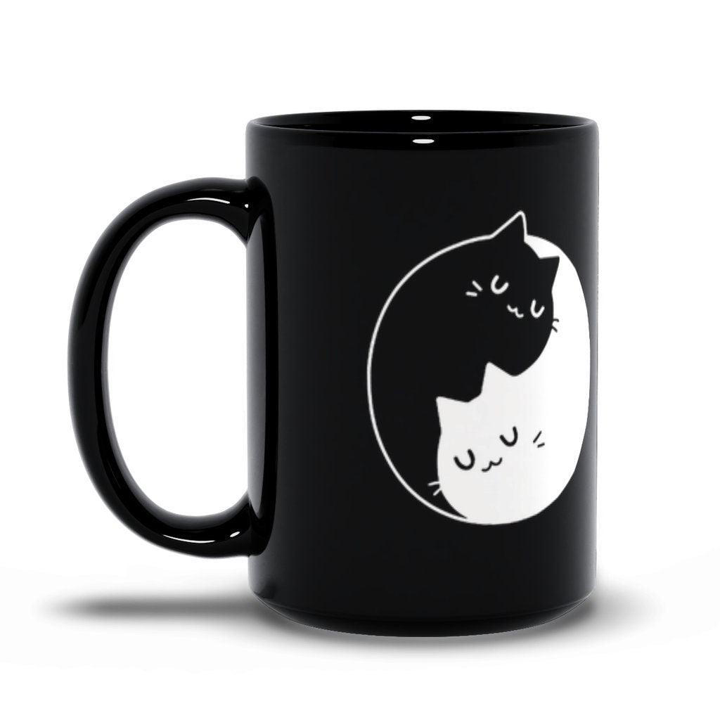 Yin Yang Black and white Cats Black Mugs  couple Gift Ideas, Yin Yang Bff, Bff Gift, Bff Couple Coffee, Crazy Cat Lovers Gift, Gift For Her - plusminusco.com