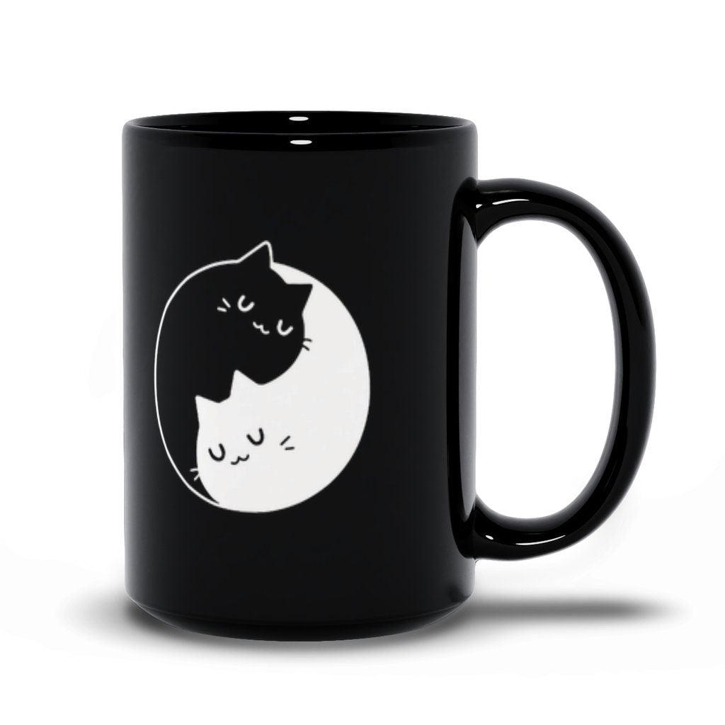 Yin Yang Black and white Cats Black Mugs  couple Gift Ideas, Yin Yang Bff, Bff Gift, Bff Couple Coffee, Crazy Cat Lovers Gift, Gift For Her - plusminusco.com