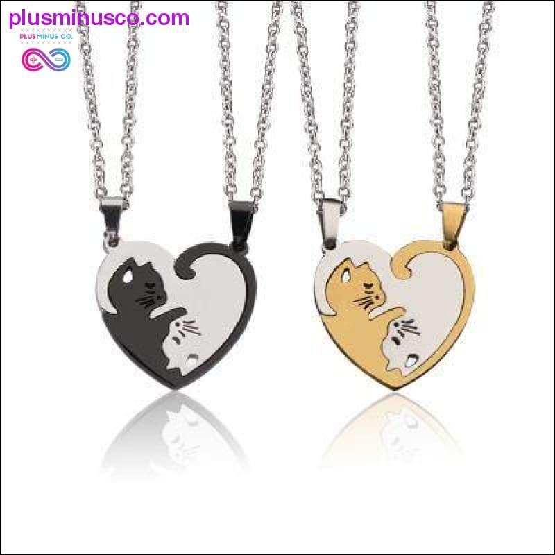 Yin Yang Cat Puzzle Piece Necklace Stainless Steel, Silver cat necklace, couple necklace, necklace, yin yang, yin yang cat, yin yang jewelry, yin yang neclace - plusminusco.com
