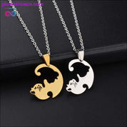 Náhrdelník Yin Yang Cat Puzzle z nerezové oceli, stříbrný kočičí náhrdelník, párový náhrdelník, náhrdelník, jin jang, jin jang kočka, jin jang šperky, jin jang náhrdelník - plusminusco.com