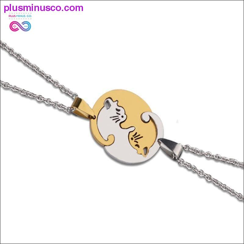 Náhrdelník Yin Yang Cat Puzzle z nerezové oceli, stříbrný kočičí náhrdelník, párový náhrdelník, náhrdelník, jin jang, jin jang kočka, jin jang šperky, jin jang náhrdelník - plusminusco.com