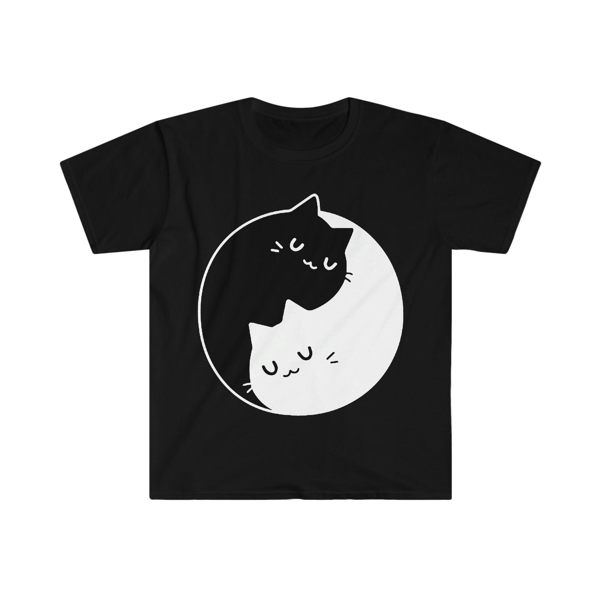 음양 고양이 티셔츠 , 음양 이중성 || 음양 고양이 || 완벽한 선물 - SML Xl - 여성, 남성 남녀공용 || Bff 커플 선물 아이디어, 고양이 엄마 - plusminusco.com