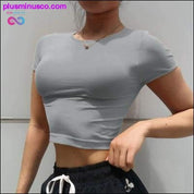 Μπλουζάκι γιόγκα χωρίς ραφή, βαμβακερό κοντό μανίκι / αθλητικό μπλουζάκι - plusminusco.com