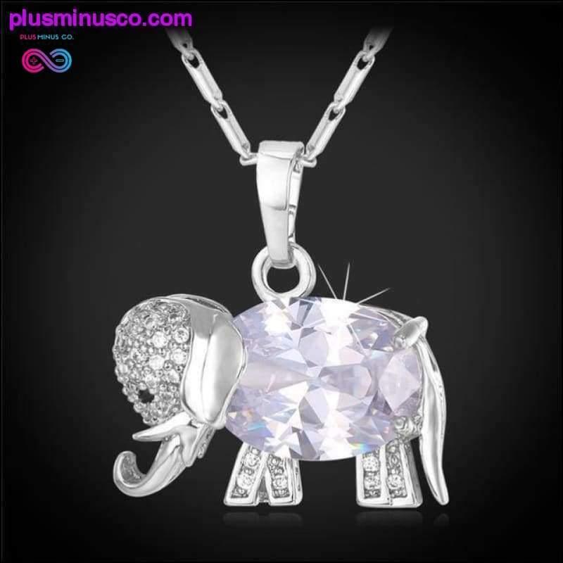 Жіноче намисто та кулон у формі слона з цирконію - plusminusco.com