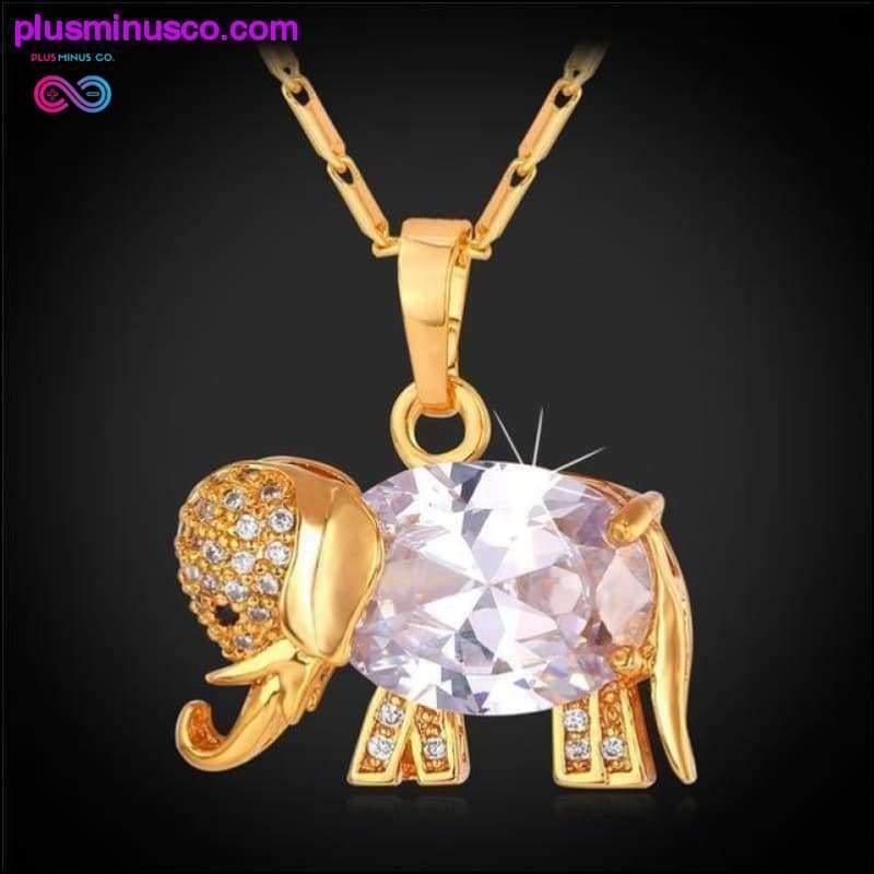 Collar y colgante de cristal de elefante de circonitas para mujer - plusminusco.com
